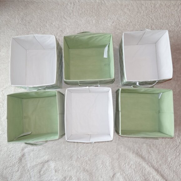Set of 6 Babies R Use Folding Nursery Fabric Storage Cube with Handles - Sage - Picture 2 of 12